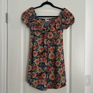 Olivaceous floral dress